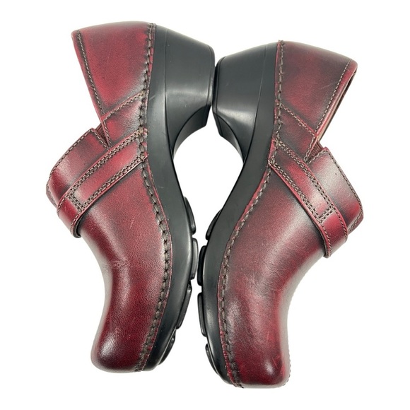Dansko Women's Burgundy Leather Solstice Cordovan Maroon Clogs Size 7.5-8 - Picture 2 of 9
